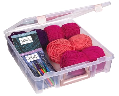 Image of ArtBin Essentials 12 x 12 One-Compartment Craft Box, Clear | One Open Compartment, 15.25 x 14 x 3.5 Inches, Secure Latches, Stackable, Durable Polypropylene