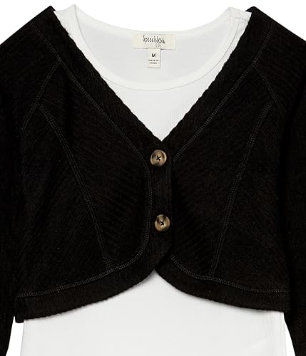 Speechless Girls' Rib Knit Sweater with Plain Tee2