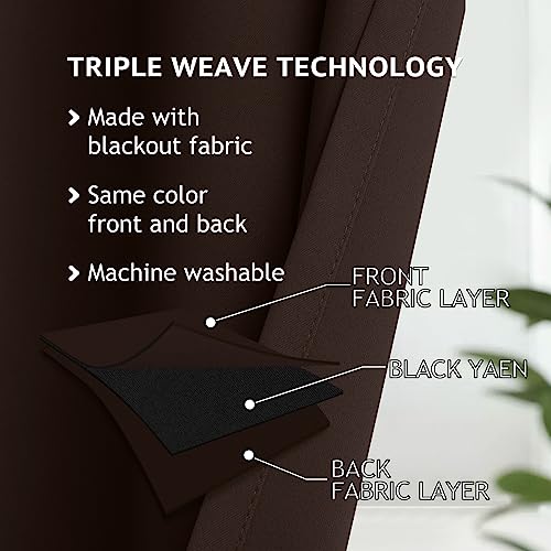 Image of COSVIYA Grommet Room Darkening Brown Curtains 84 inch Long for Bedroom | Light Blocking Insulated Thermal Curtains for Living Room, Blackout Thick Polyester Window Drapes,52x84 inches, 2 Panels