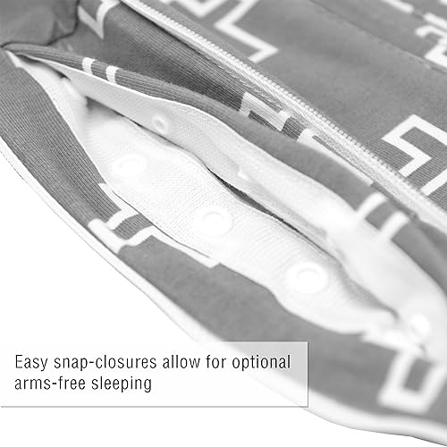 Image of Woombie Grow with Me Baby Swaddle, Convertible Swaddle Fits 0-9 Months, Expands to Wearable Blanket for up to 18 Months, Grey Crosses
