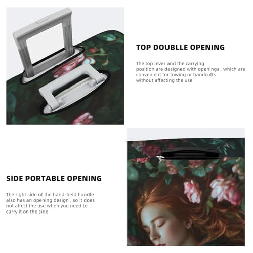 Rose Flowers And Woman Elastic Travel Luggage Covers Dustproof Scratch-Resistant Suitcase Protector Fit 22-24 Inch3