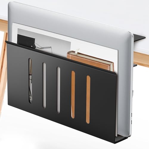 Under Desk Storage-Side Desk Storage for Files and Office Desk Accessories, Hanging Under Desk Laptop Holder With Anti-Scratch Protect, Standing Desk Organizer for Small Desk, L Desk