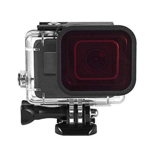 MadridGadgetStore® Filtro Rojo para Lente Protector de Objetivo Carcasa Estándar Cámara Go Pro GoPro Hero7 Hero6 Hero5 Hero 7 6 5 (Black Silver White) Hero 2018 Buceo 4K 4K60 Scuba Diving Agua Mar