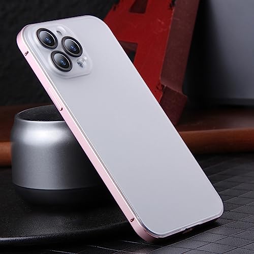 Couverture arrière iPhone 13 Pro Max antichoc coque mate rose pare-chocs métal