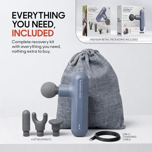 Image of Sharper Image Powerboost Move Aero [New 2026 Version] Mini Deep Tissue Percussion Massage Gun| Muscle Recovery & Pain Relief Massage Tool| Full Body Back & Shoulder Massager| Travel Gift for Men Women