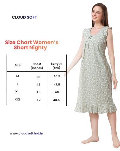 Image of Women's Viscose Blend Comfort Short Nighty with Side Pockets | Soft Printed Short Night Dress for Everyday Wear | Easy to Wear (CS5001)