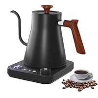 Electric Gooseneck Tea Kettle with Temperature Control, 1200W Electric Coffee Kettle Auto Shut Off Fast Heating, Stainless Steel Smart Water Heater with Timer for Brew Tea, Boil Hot Water (Black)