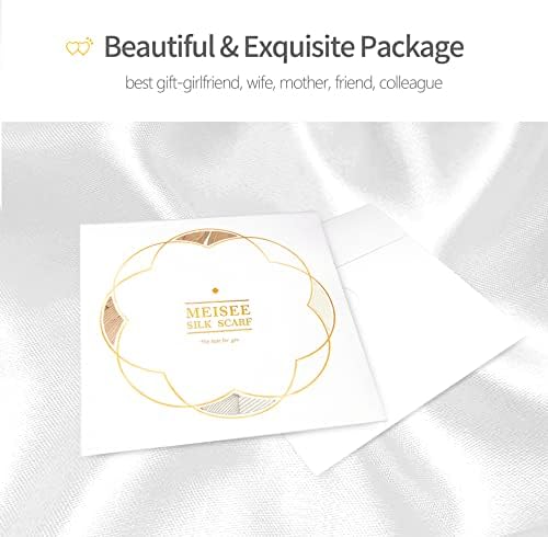 MEISEE 100% Mulberry Silk Scarfs Small Square Scarf 21" x 21" Neck Scarf Breathable Lightweight for Women Gift Packed