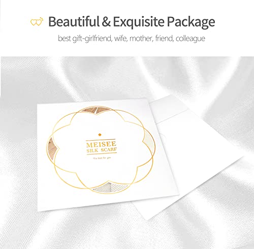 MEISEE 100% Mulberry Silk Scarfs Small Square Scarf 21" x 21" Neck Scarf Breathable Lightweight for Women Gift Packed