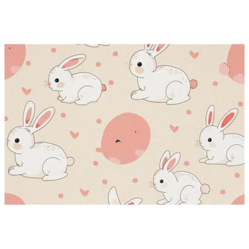 Set de table antidérapant et résistant à la chaleur motif lapin rose