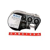 Brady MC-500-595-RD-WT Vinyl B-595 White on Red Label Maker Cartridge, 25' Width x 1/2