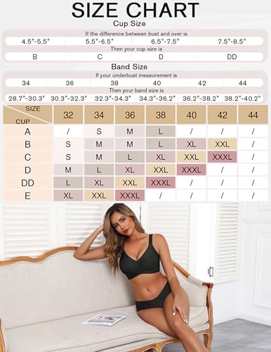 Image of Avidlove Bras for Women Seamless Bra Full Coverage T Shirt Bralettes V Neck Wireless Bra Comfortable Brassiere