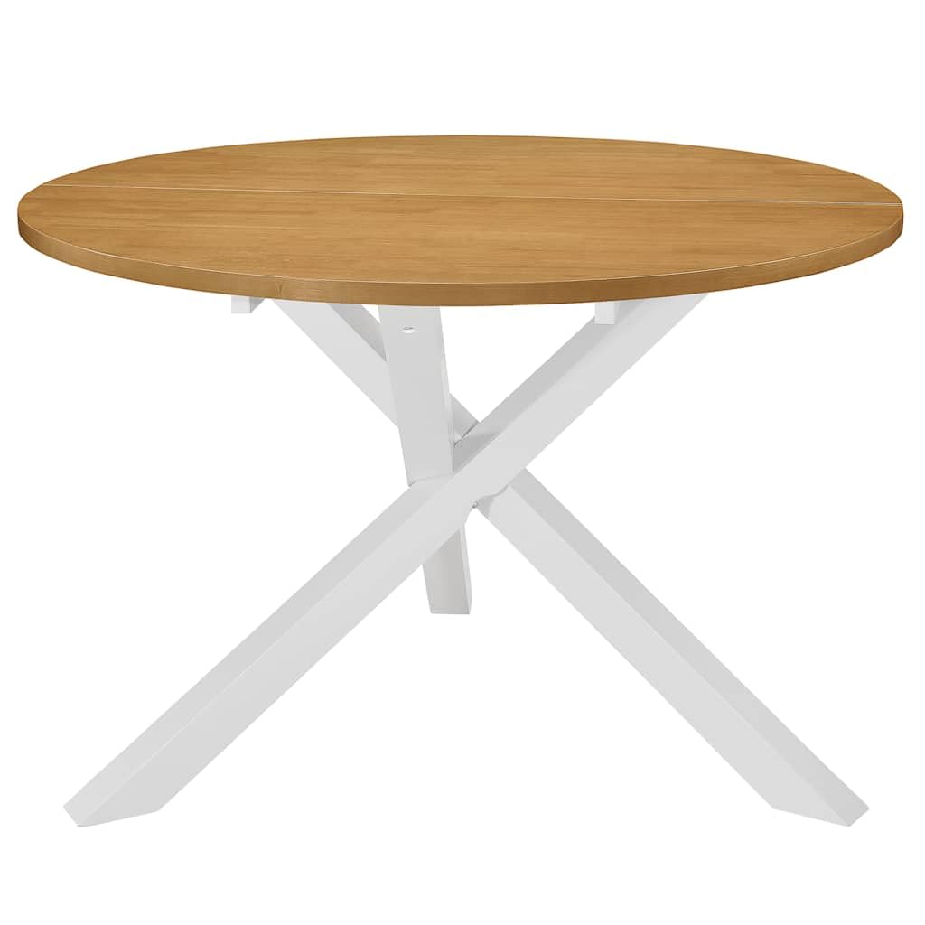 Set da pranzo in MDF bianco con legno massiccio di gomma, tavolo da pranzo 120 x 75 cm e 4 sedie con cuscini per sala da pranzo, cucina, soggiorno, set di mobili moderni salvaspazio per