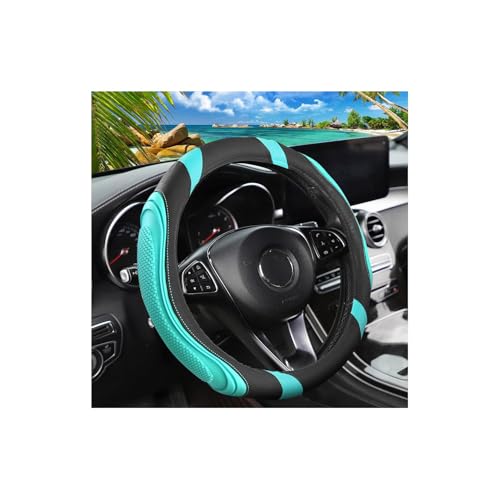 Image of Osilly 15 Inch Car Leather Steering Wheel Cover, Automotive Accessories Elastic Breathable Anti-Slip Soft Wheel Protector Fits Men and Women, Suitable for SUVs, Trucks, Vehicles and RVs (Green)