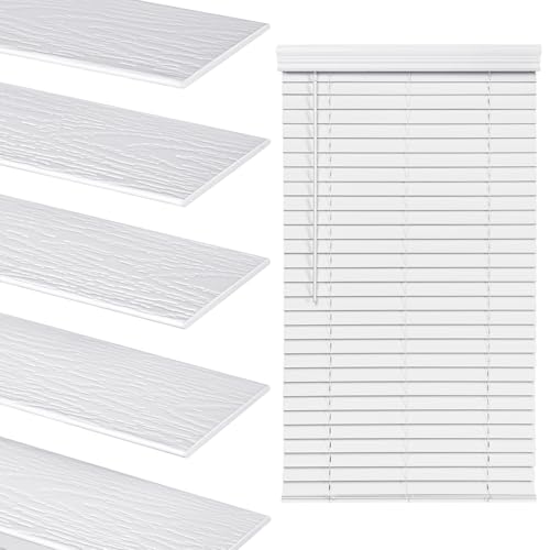 LazBlinds 2 Inch Faux Wood Blinds with Crown Valance, Cordless Blinds for Windows, Room Darkening Horizontal Window Blinds, 26 1/2