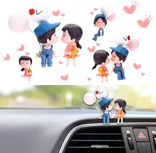 TIESOME Car Interior Couple Figure Figurines, Car Interior Couple Ornaments Balloon Ornaments Cute Couple Mini Figure Statue Kiss Couple Doll Ornaments Mini Figurine Car Home Office Ornaments Gifts