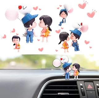 TIESOME Car Interior Couple Figure Figurines, Car Interior Couple Ornaments Balloon Ornaments Cute Couple Mini Figure Statue Kiss Couple Doll Ornaments Mini Figurine Car Home Office Ornaments Gifts