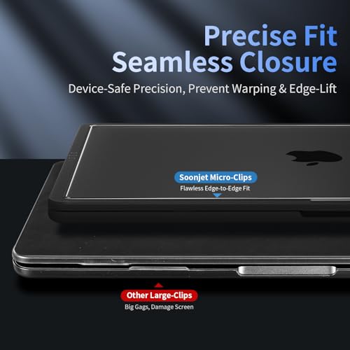 Image of Soonjet for MacBook Air 15 inch Case | M5 M4 M3 M2 2026 2025-2023 | Crack-Resistant Upgrade | Thinner, Lighter, Tougher | Hard Shell Laptop Cover | A3448 A3241 A3114 A2941 | Noble Black Clear
