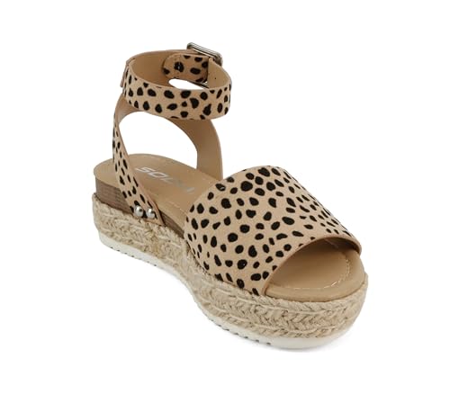 Soda Little Kids/Children/Girls Topic-IIS Espadrille Flatform Wedge Open Toe Sandals4