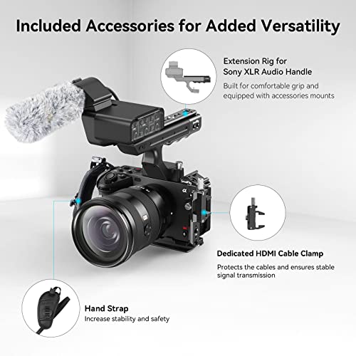 Image of SmallRig Handheld Cage Kit for Sony FX30 FX3 with XLR Handle Extension Rig, Wrist Strap and HDMI Cable Clamp - 4184, Black