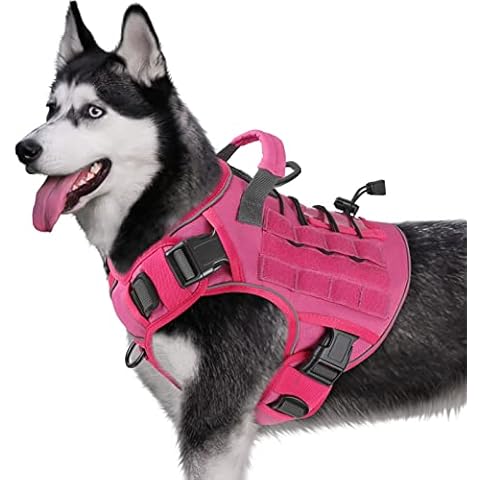 WINGOIN Pink Harness with Handle Tactical Dog Harness for Large Dogs Cover