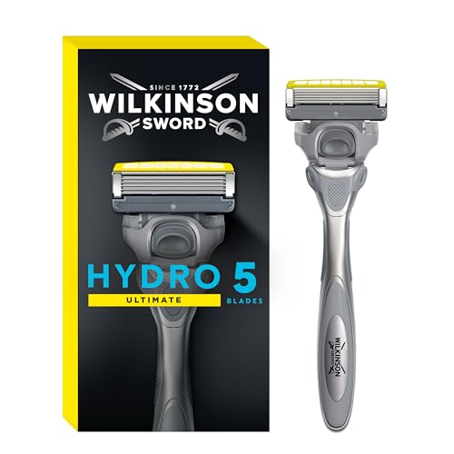 Wilkinson Sword - Hydro 5 Ultimate Rasierer für Männer, Rasiergriff + 1 Rasierklinge, Feuchtigkeitsspendende Gel-Pools und Schockabsorptions-Technologie