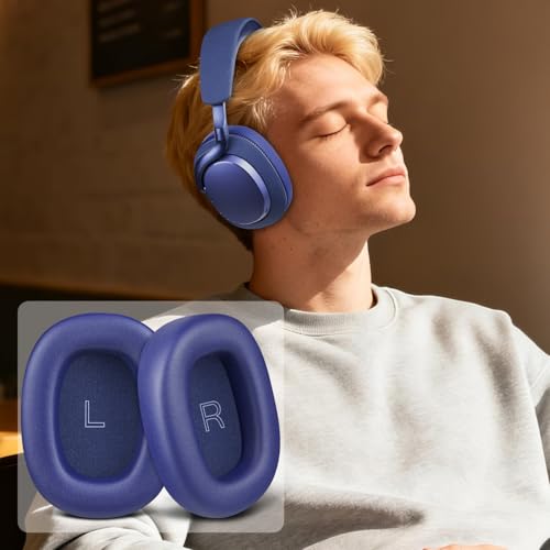 Almohadillas de repuesto SOULWIT para auriculares inalámbricos Bowers & Wilkins Px7 S3/Px8 S2, cojines de cuero proteico suave y espuma viscoelástica de alta densidad - Azul índigo miniatura 5
