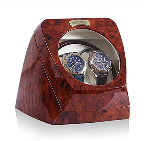 Expositor de bobinadora de doble reloj de madera ABS artesanal para relojes automáticos 4