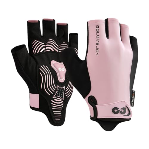 flintronic Guantes de Ciclismo para Hombres y Mujeres, Guantes de Ciclismo de Medio Dedo, Guantes MTB con Alcolchados, Ligeros y Transpirables, para Entrenamiento Ciclismo Tracciones (Rosa)