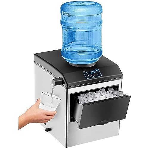Yopower 2 in 1 Countertop Ice Maker Built-in Water Dispenser, 15KG/24H, S/M/L Size Ice Cube, Stainless Steel Ice Machine with Extendable Chilled Water Spout