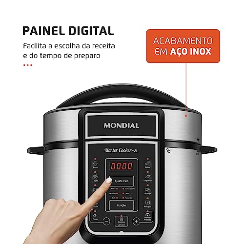 Panela de Pressão Elétrica Mondial, Master Cooker - 3L, 110V, Preto, 700W - PE-40