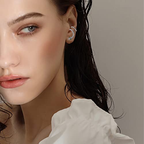 Snake Stud Earrings For Women, 925 Sterling Silver Hypoallergenic For Sensitive Ears Animal Auricle Wrap Goth Cool Dangle Earrings Jewelry Gift For Girl Friend Snake Lover (Green Eyes Snake Earrings) #TOP3