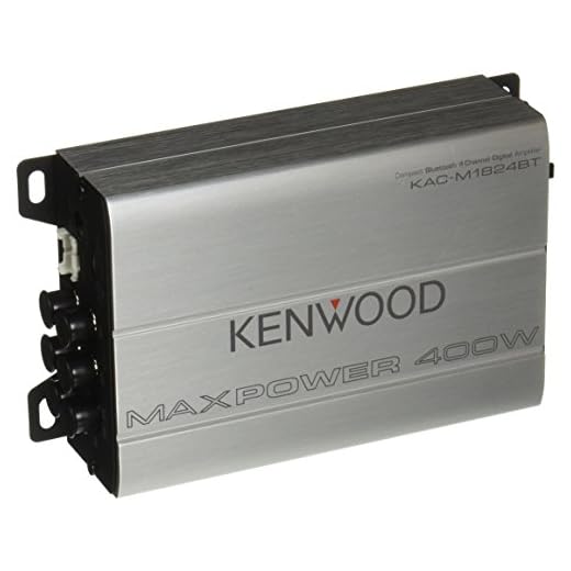 Kenwood 1177524 Compact Automotive/Marine Amplifier Class D Kac-M1824BT, 180W RMS, 400W PMPO, 4 Channel