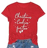 FASHGL Camisa de embarazo de Navidad para mujer, divertida camiseta de maternidad de Navidad, linda camiseta de anuncio de embarazo, Rojo -, XL