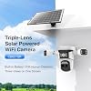 EVERSECU Solar Wireless Triple Lens WiFi PTZ Security Camera, Three Cameras in One, Side Cameras with Adjustable All-Angle Arm, 2K 360 View No Blind Spot, Auto Tracking, Spotlight, 2 Way Audio