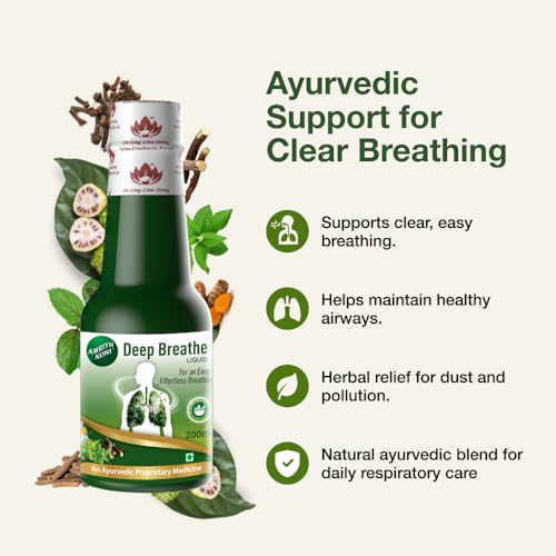 Image of Amrith Noni Deep Breathe Liquid 200ml - Ayurvedic Asthama Care Juice with Talispatra, Brihati, Khadira, Shirisha, Nagakesara & Other Natural Herbs - Pack Of 2