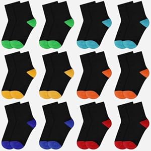 HAGOT 12 Paar Kinder Socken Jungen & Mädchen Baumwolle Kindersocken, Jungen Kindersocken, Teenager Stümpfe, Frühling und Sommer Socken mit niedlichen, Mustern Mehrfarbig, EU 39-42