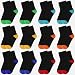 HAGOT 12 Paar Kinder Socken Jungen & Mädchen Baumwolle Kindersocken, Jungen Kindersocken, Teenager Stümpfe, Frühling und Sommer Socken mit niedlichen, Mustern Mehrfarbig, EU 35-38