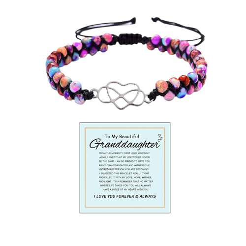 BTZY for Granddaughter for You are Always in Mine Beads“ Bracelet, Natural Emperor Jasper Stone Beaded Wrap Bracelet Duoble Layer for Mind Peace,Bracelet for Granddaughter (Beautiful Granddaughter)