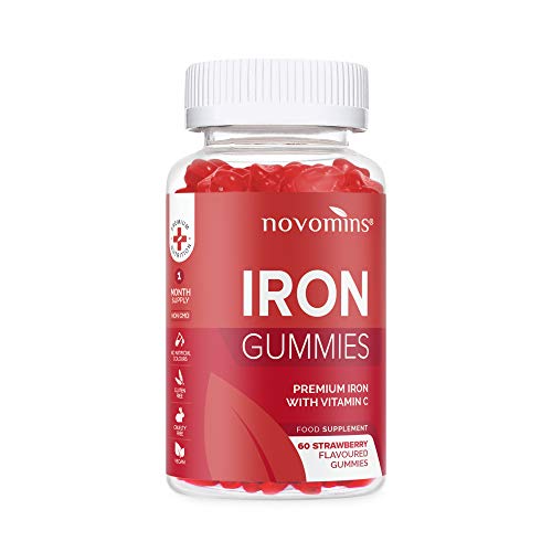 Vitamine C - Gummies Vitamine fer - Gummies à la Vitamine C - Vitamine C à Mâcher - Complément fer très Concentré à l'Arôme de Fraise - Vitamine C Nutrition - Fabriqué au Royaume-Uni par Novomins Cover