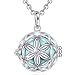 AEONSLOVE Collier Bola de Grossesse avec Chaine, Collier Musique Carillon Bell Pendentif Fleur de Vie pour Femmes Enceinte Bébé Cadeau Original Noel, 114cm Chaîne