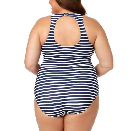Lands' End Women's Striped One-Piece Swimsuit, Blue and White Stripes, Size XXL4