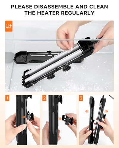 Image of AQQA Aquarium Heater,64-95F Double Quartz Glass Tube Fish Tank Heater