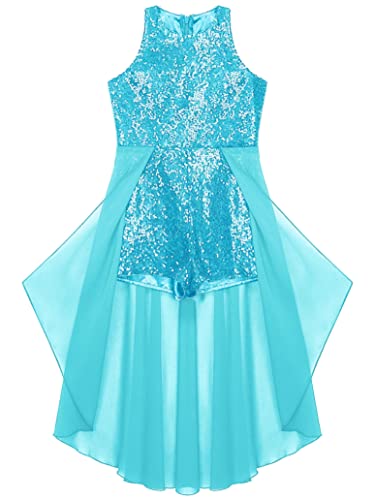 Girls Sleeveless Sequined Birthday Prom Party Jumpsuit Pageant Dancing Romper Gowns Ball Dress4