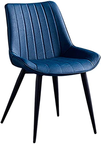 SJIALEN Modern Dining Chair, Upholstered Faux Leather Seat Retro Kitchen Accent Chair with Metal Legs Home Restaurants Lounge Chair Kitchen Chair (Color : Blue, Size : 46x53x83cm)
