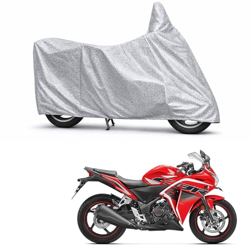 Image of 100% Waterproof Two Wheeler Body Cover Multi Layered Fabric Designed for Honda CBR250 | Belt Buckle Lock | Silver Mag