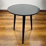 FUssie Small Round Wood End Table, Coffee Table with 3 Legs for Living Room Bedroom Yard Balcony, Sturdy, Easy Assembly(Color:B-Black)