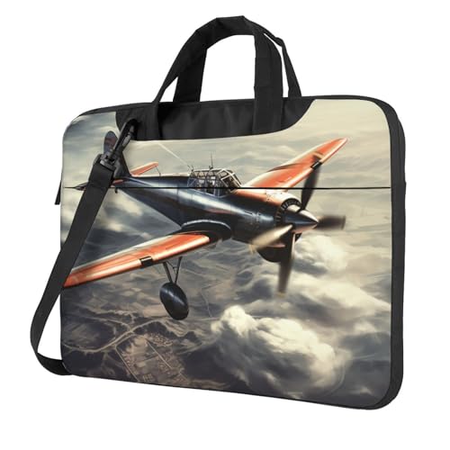 Bolso portátil con diseño avión retro negro 14 pulgadas miniatura 1