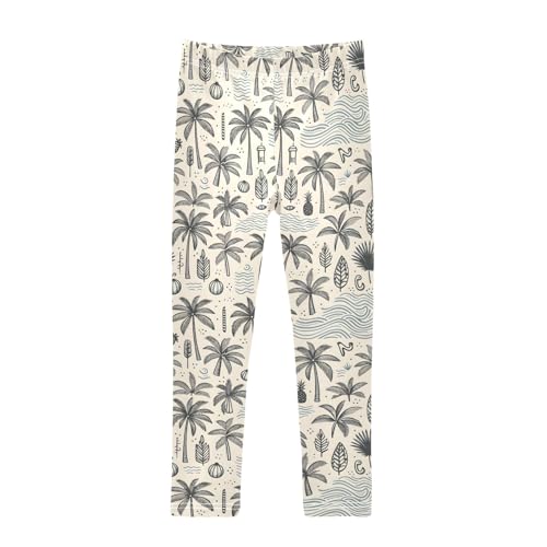 Coconut Tree Retro Girls Leggings Athletic Pants Tights Stretch Bottom