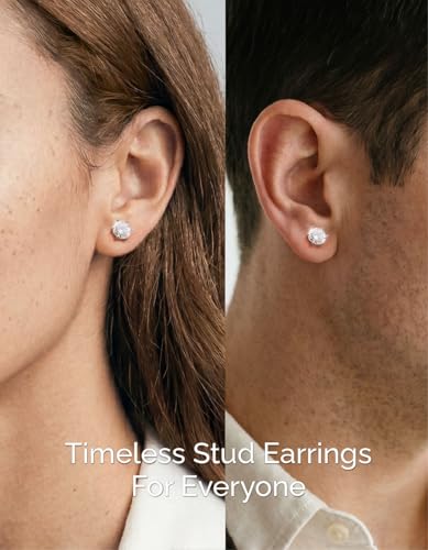 Miniatura 4 de Momentwish Moissanite Pendientes, 2 Quilates Plata De Ley 925 Pendiente Mujer Hombre Antialergicos D Color Vvs1 Diamante Simulado Gra Certifika Regalo Para Mujeres 6.5mm